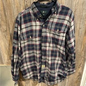 Hunt Club Blue and Gray Plaid Button-Down Shirt